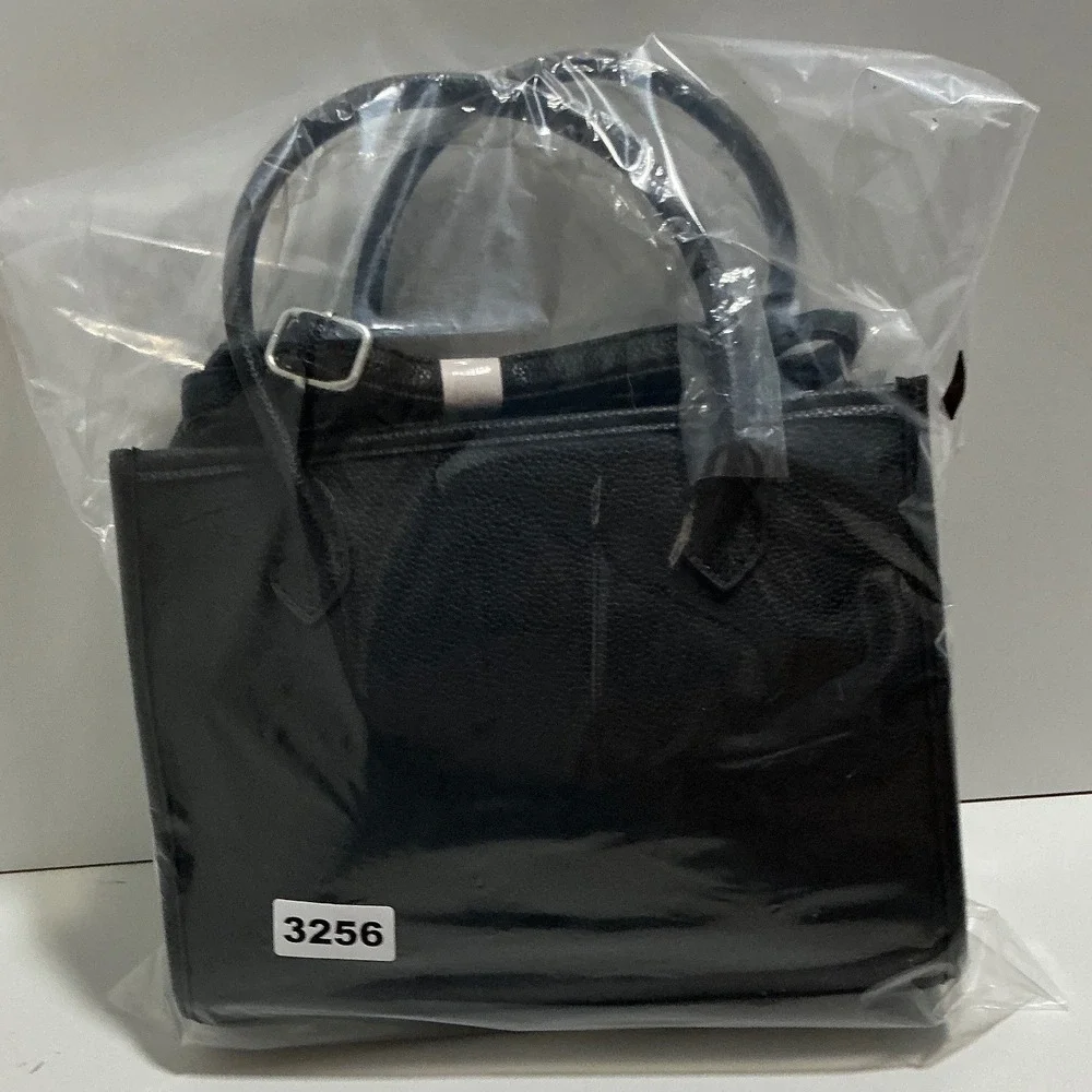 French Connection Womens Black Pebbled Faux Leather Satchel Crossbody Bag